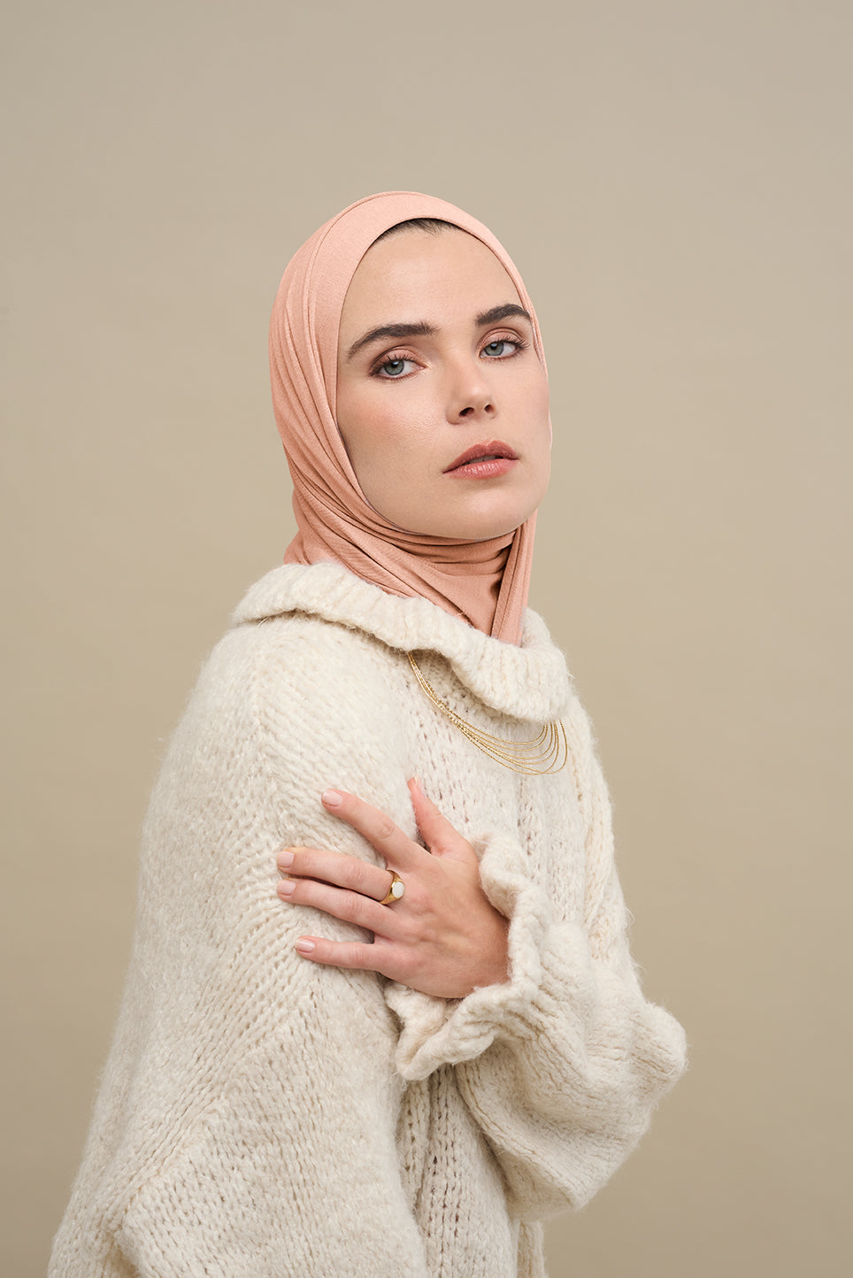 Cotton Jersey Hijab - Salmon Pink