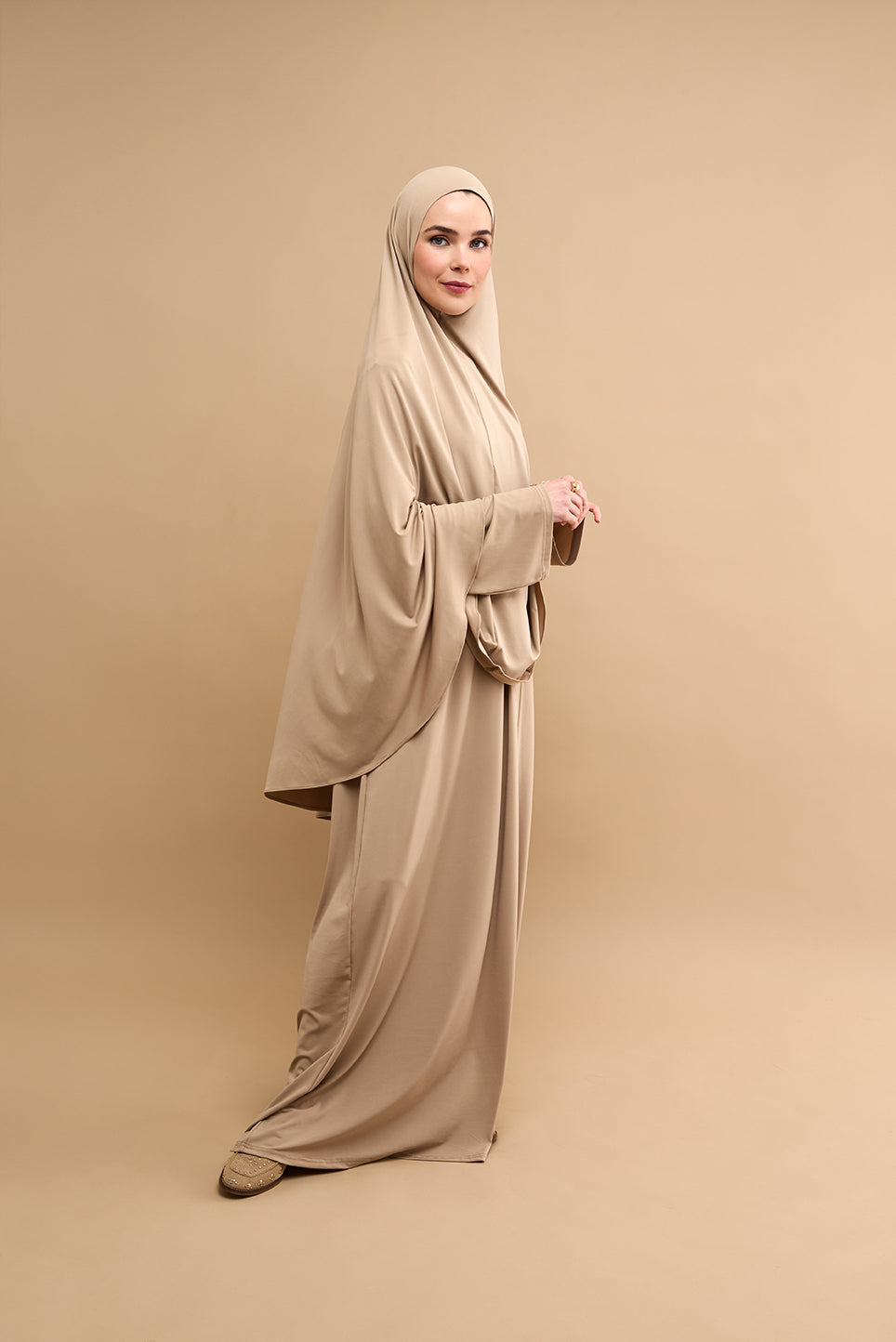 Premium Jersey Khimar Set - Sand