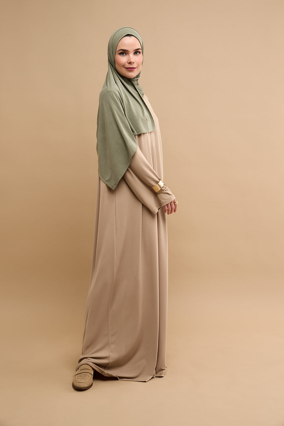 Premium Jersey Abaya - Sand