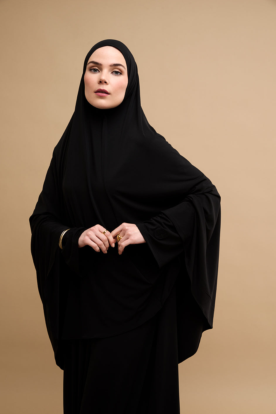 Premium Jersey Khimar Set - Black