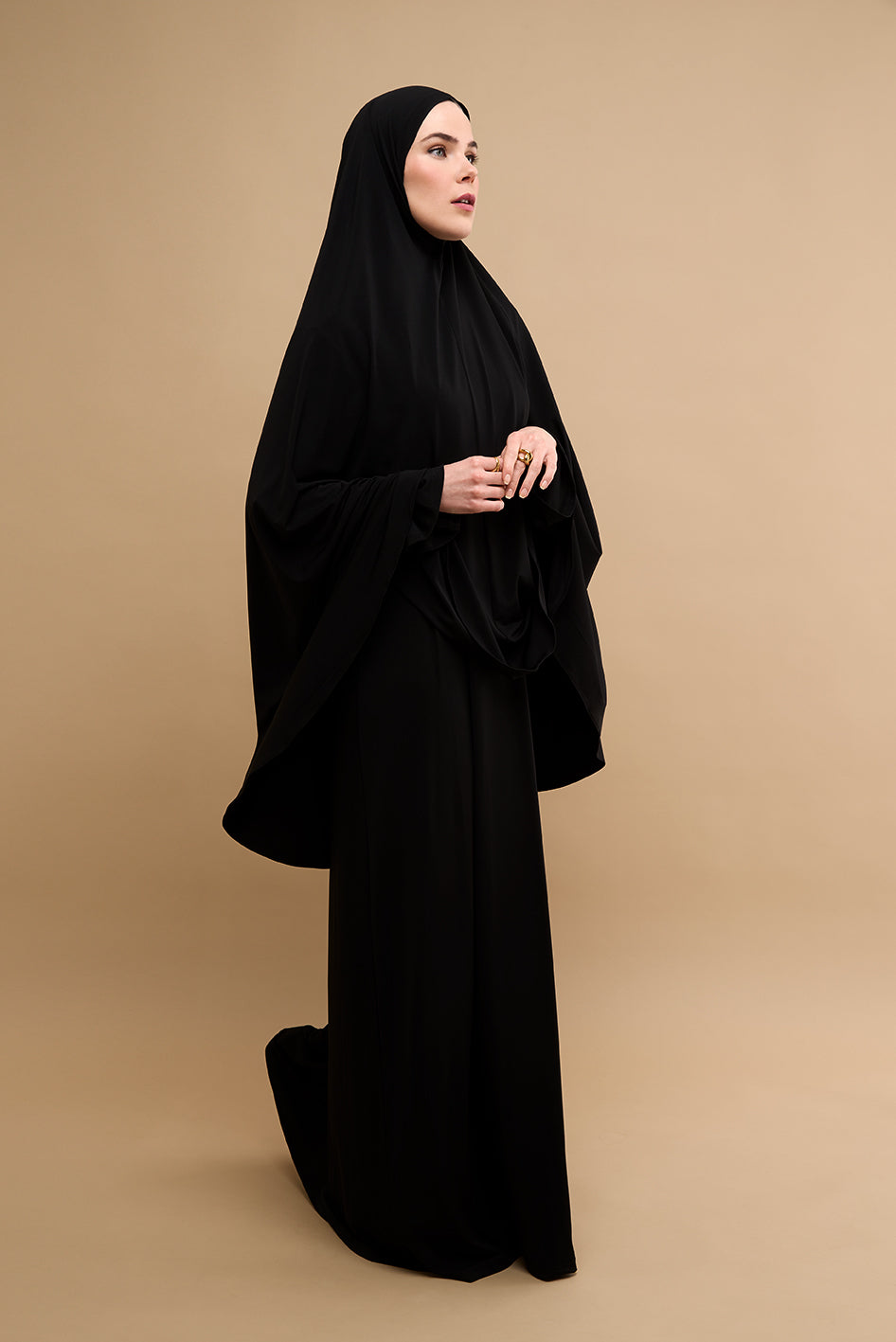 Premium Jersey Khimar Set - Black