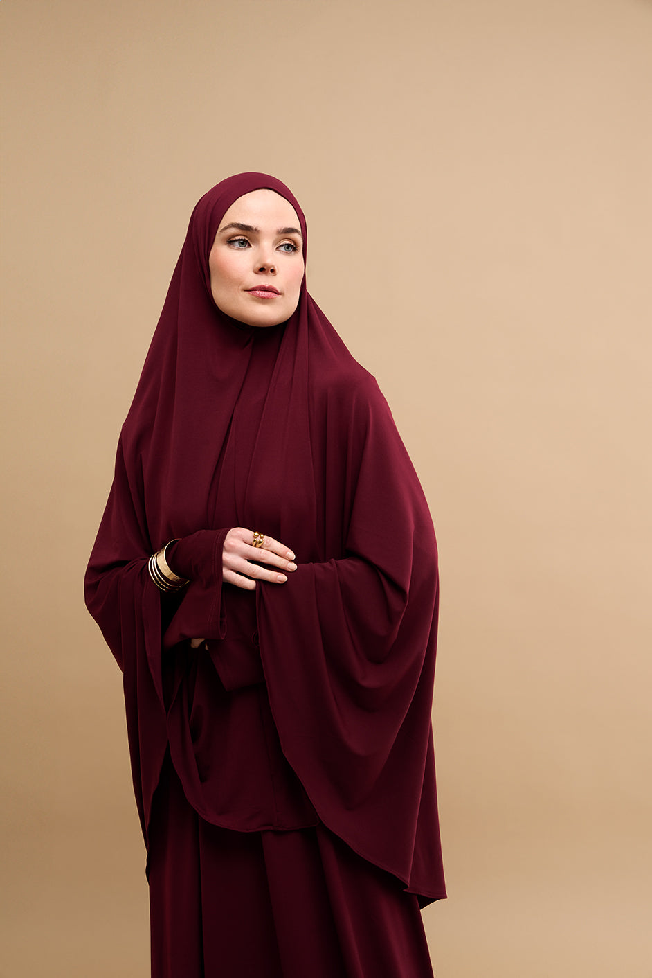 Premium Jersey Khimar Set - Burgundy