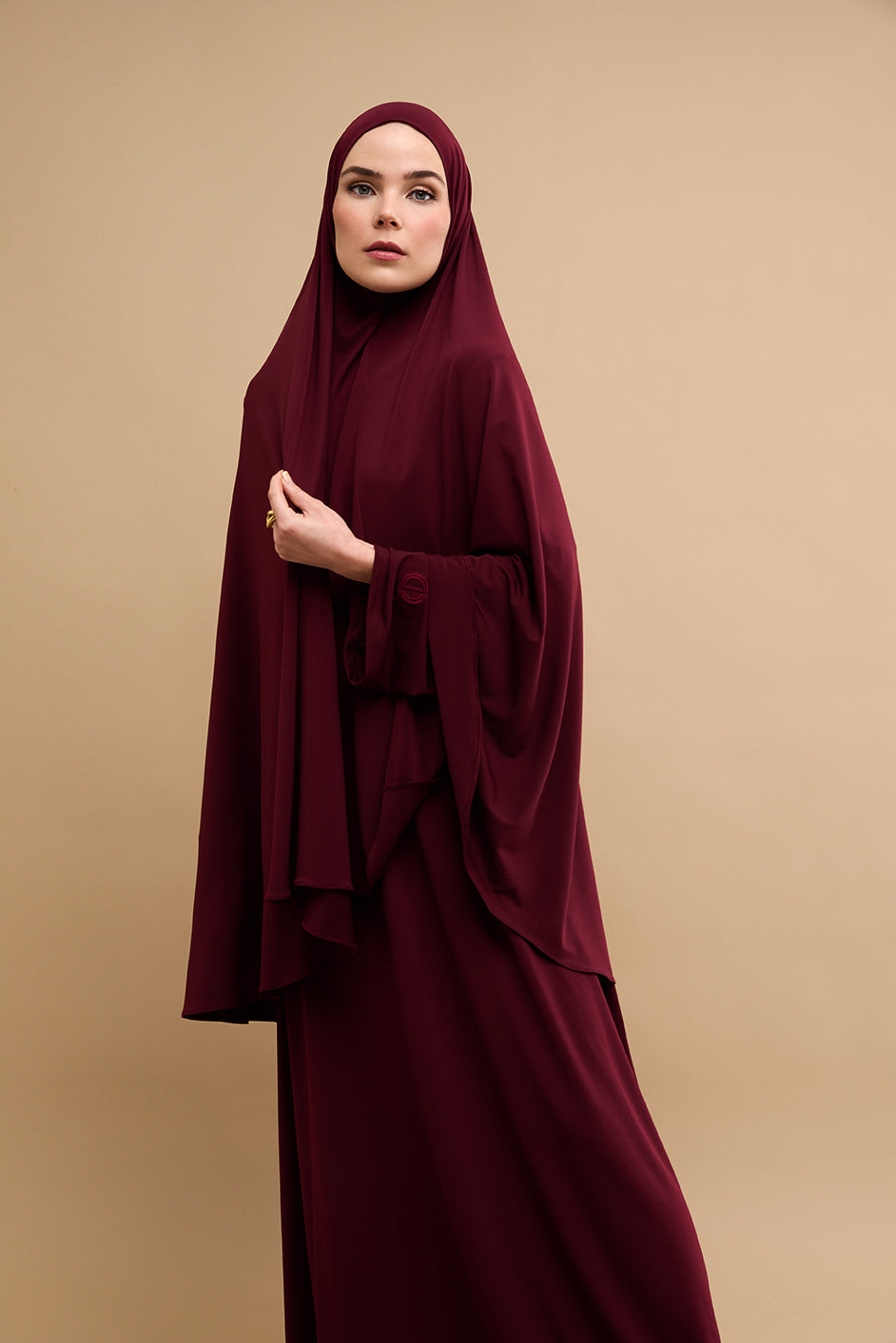 Premium Jersey Khimar - Burgundy