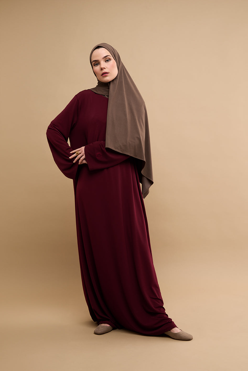 Premium Jersey Abaya - Burgundy