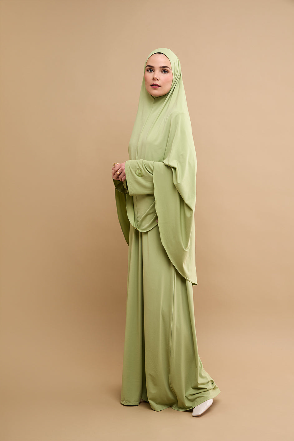 Premium Jersey Khimar Set - Soft Green