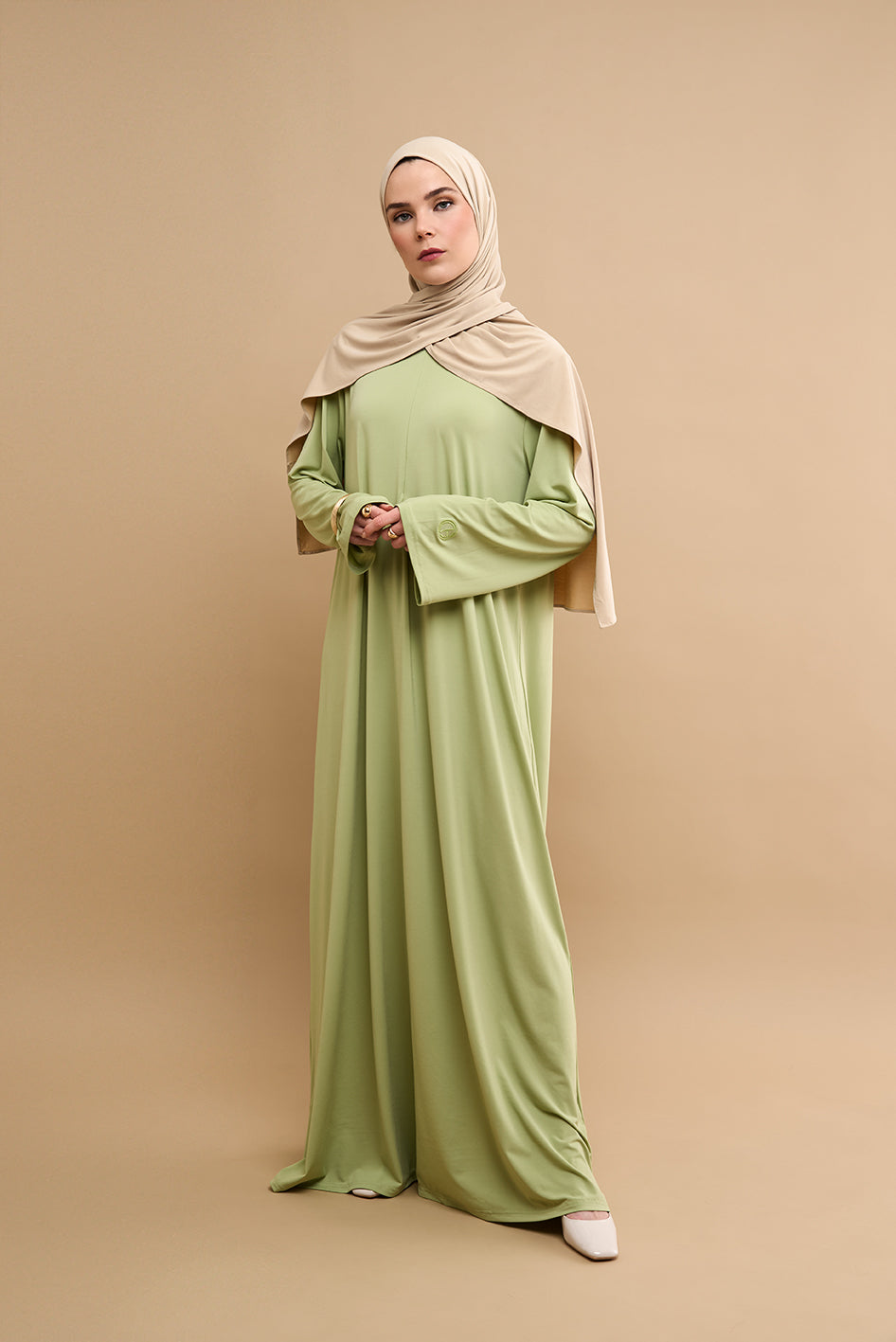 Premium Jersey Abaya - Soft Green