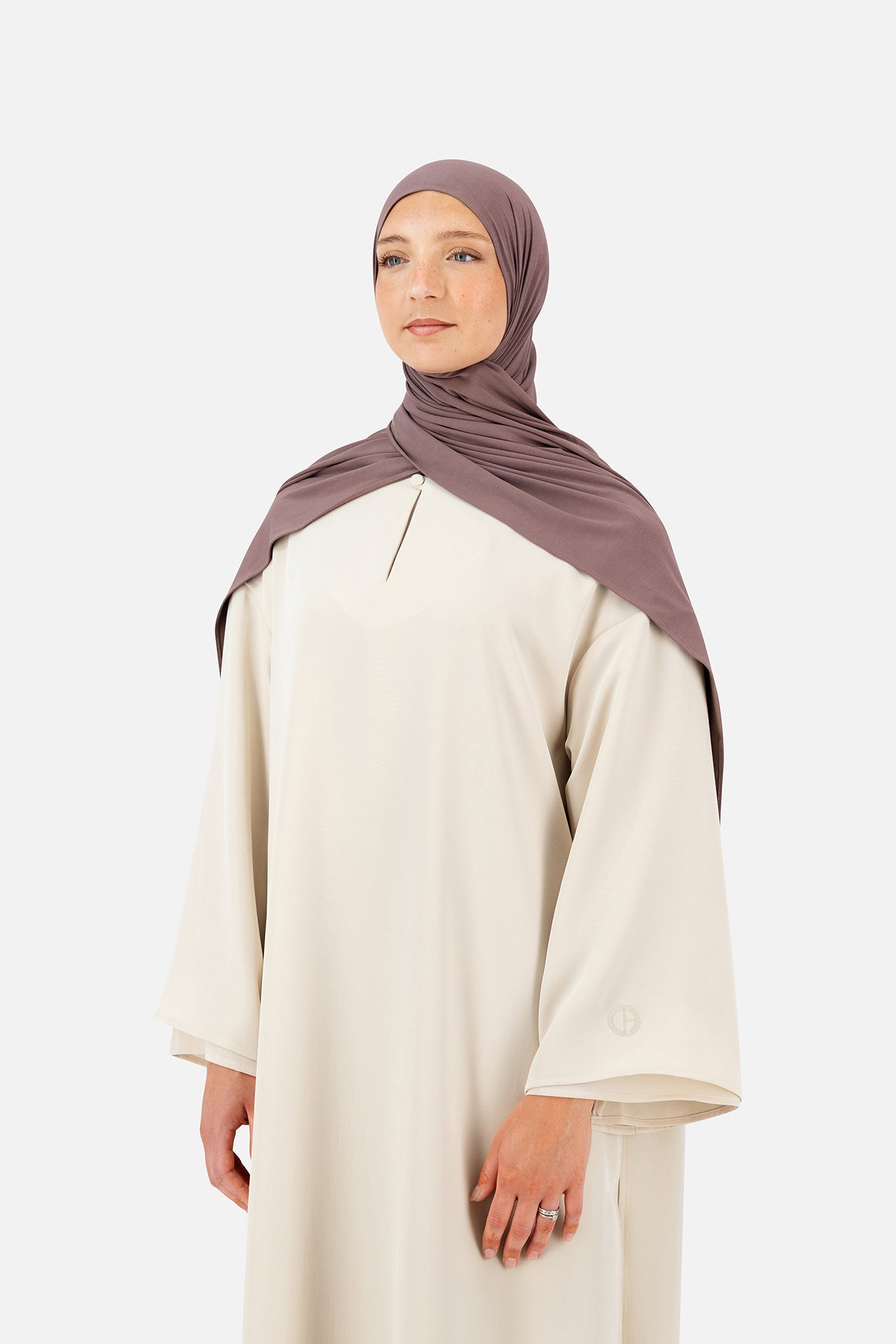 Mauve modal jersey hijab made from breathable stretch fabric for everyday styling