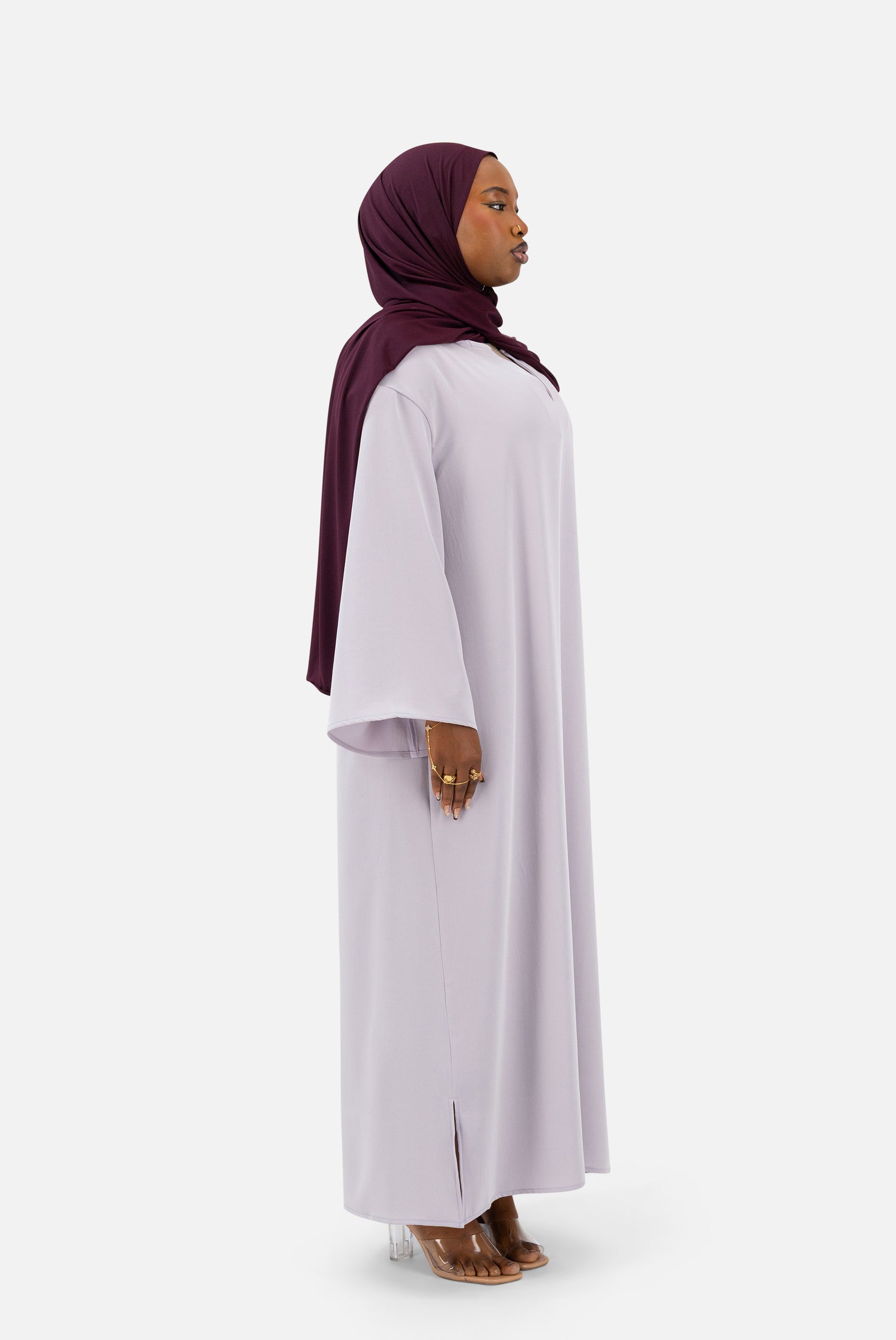Layered Abaya Set – Soft Lilac