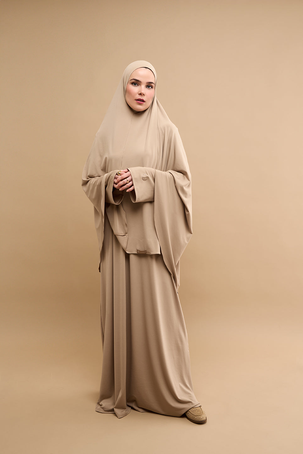 Premium Jersey Khimar Set - Sand