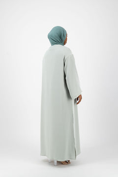 CHANO Modesty layered abaya set in Misty Blue for timeless modest wear