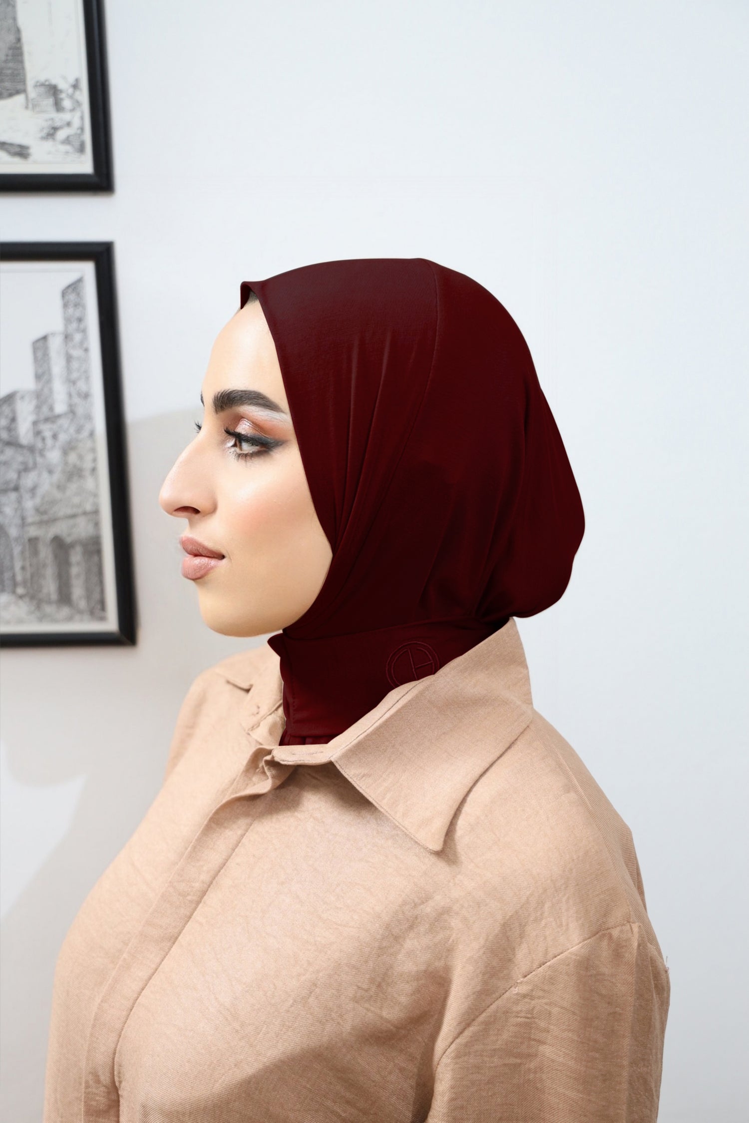 Bamboo instant hijab in burgundy