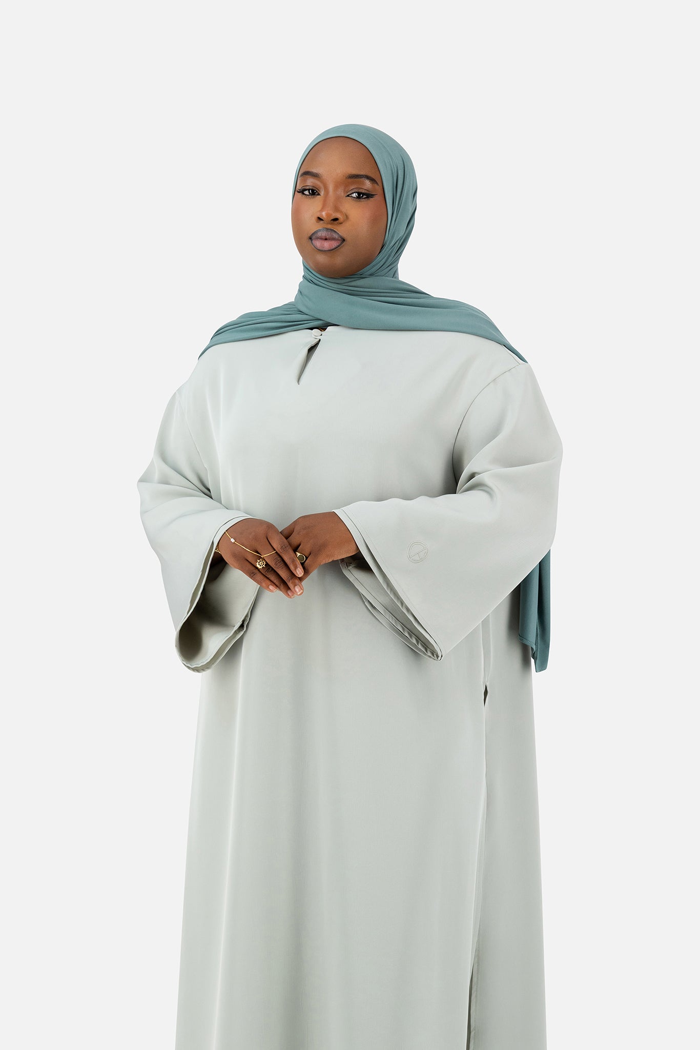 Soft aqua green breathable modal jersey hijab with elegant flowing finish