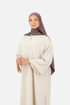 Two-piece modest abaya set in Rose Beige with soft drape and airy fit